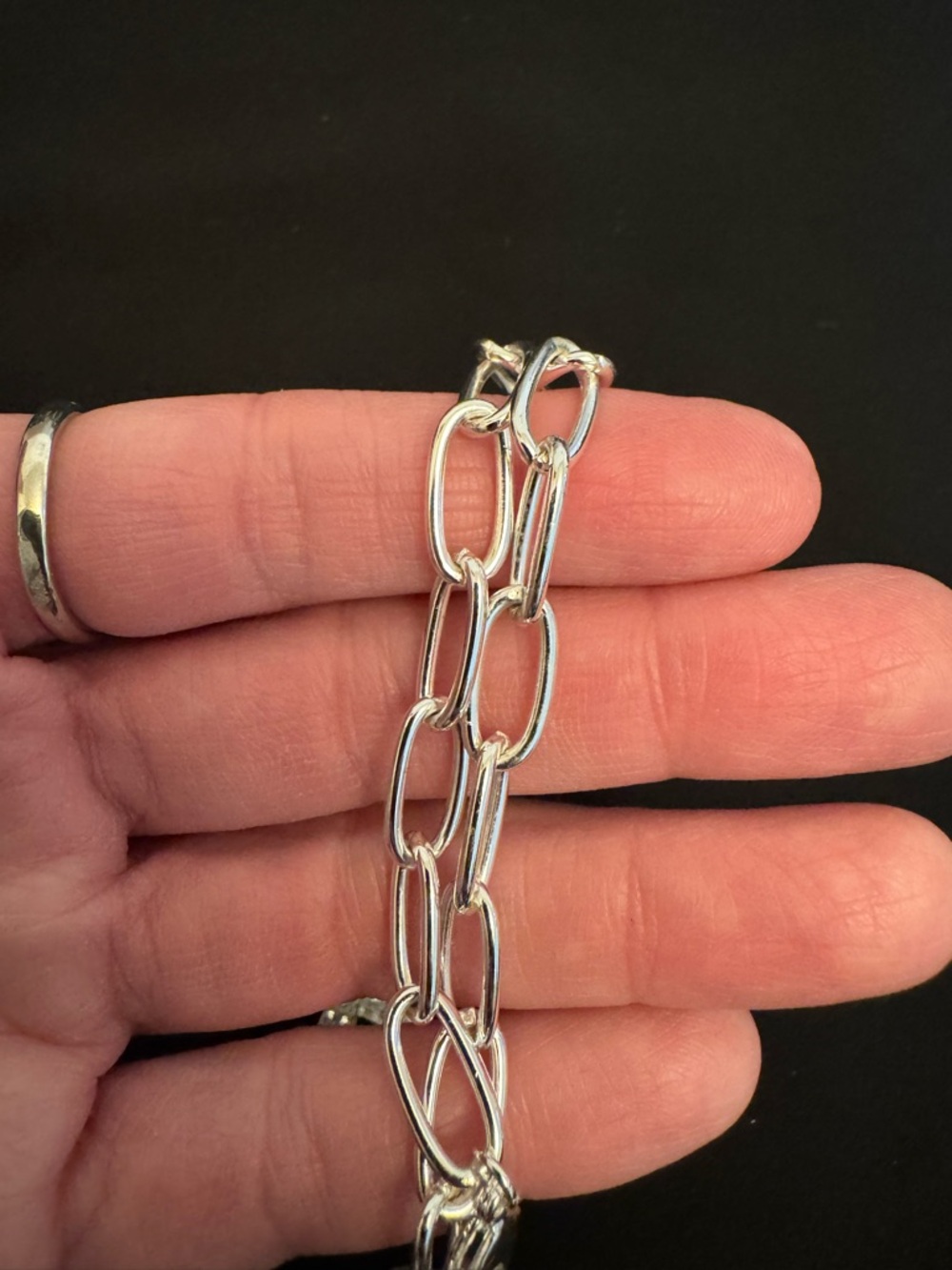Silver Rhinestone Cross with Paperclip Chain - Picture 3 of 6
